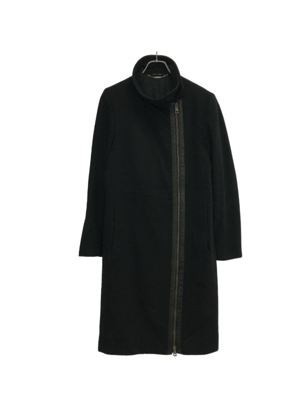 Gucci Wool Cashmere High Neck Zip Coat Black 42